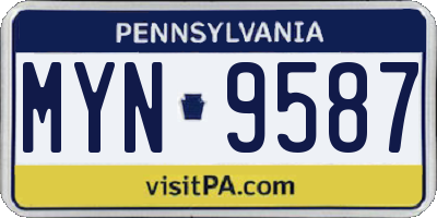 PA license plate MYN9587