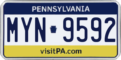 PA license plate MYN9592