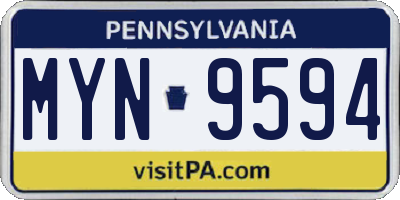 PA license plate MYN9594