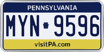PA license plate MYN9596