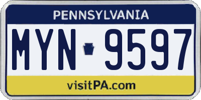 PA license plate MYN9597