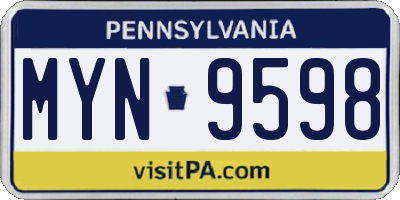 PA license plate MYN9598