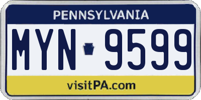 PA license plate MYN9599