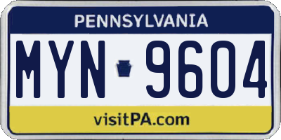 PA license plate MYN9604