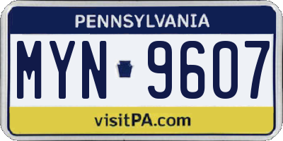 PA license plate MYN9607