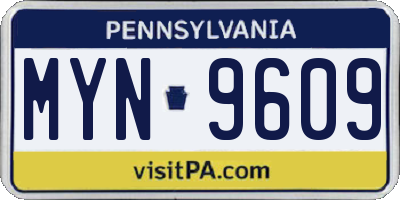 PA license plate MYN9609