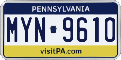 PA license plate MYN9610