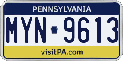 PA license plate MYN9613