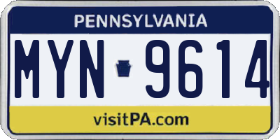 PA license plate MYN9614