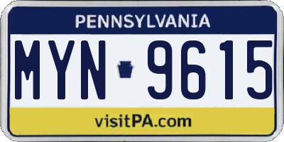 PA license plate MYN9615