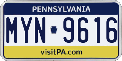 PA license plate MYN9616