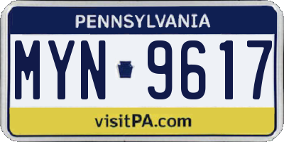 PA license plate MYN9617