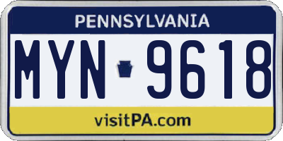 PA license plate MYN9618
