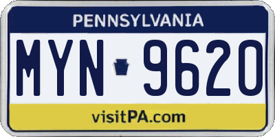 PA license plate MYN9620