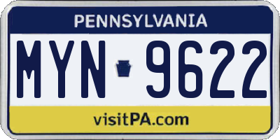 PA license plate MYN9622