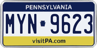 PA license plate MYN9623