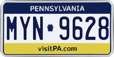 PA license plate MYN9628