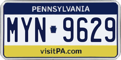 PA license plate MYN9629