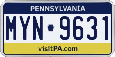 PA license plate MYN9631