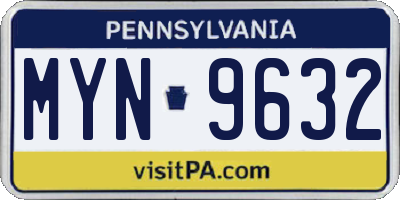 PA license plate MYN9632