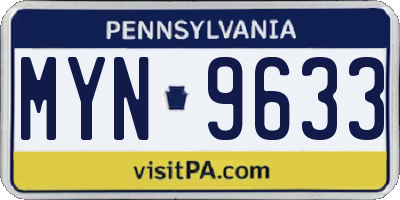 PA license plate MYN9633
