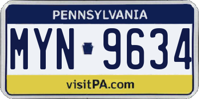PA license plate MYN9634