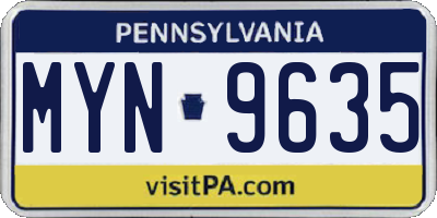 PA license plate MYN9635