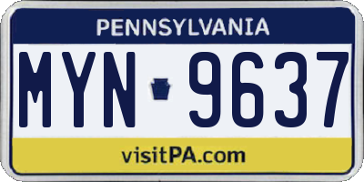 PA license plate MYN9637