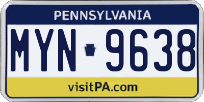 PA license plate MYN9638