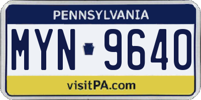 PA license plate MYN9640