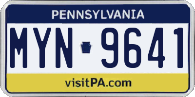 PA license plate MYN9641