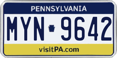 PA license plate MYN9642