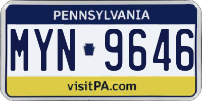 PA license plate MYN9646