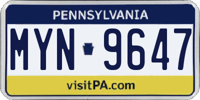 PA license plate MYN9647