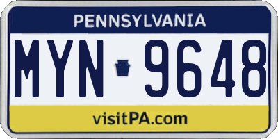 PA license plate MYN9648