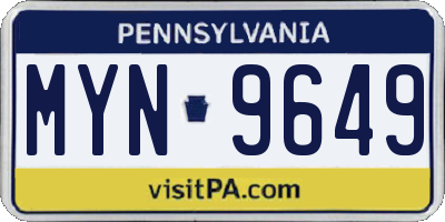 PA license plate MYN9649