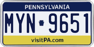 PA license plate MYN9651