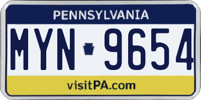 PA license plate MYN9654