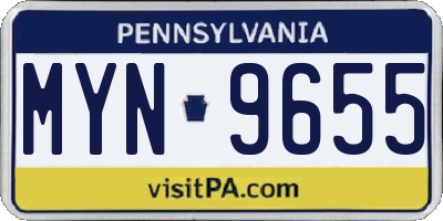 PA license plate MYN9655