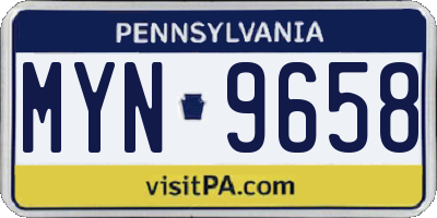 PA license plate MYN9658