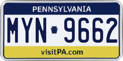 PA license plate MYN9662