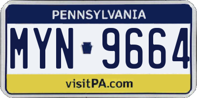 PA license plate MYN9664