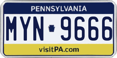 PA license plate MYN9666