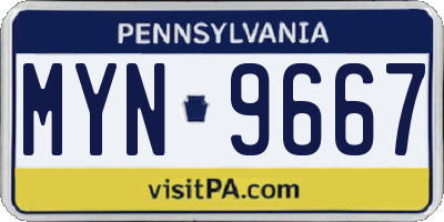 PA license plate MYN9667