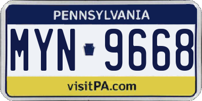 PA license plate MYN9668