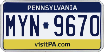 PA license plate MYN9670