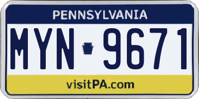 PA license plate MYN9671