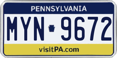 PA license plate MYN9672