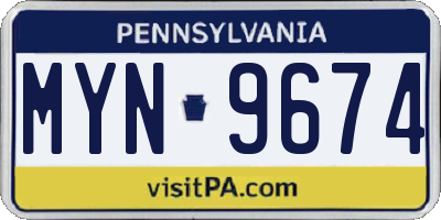 PA license plate MYN9674