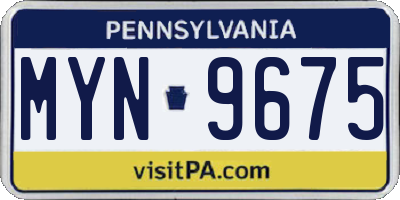 PA license plate MYN9675